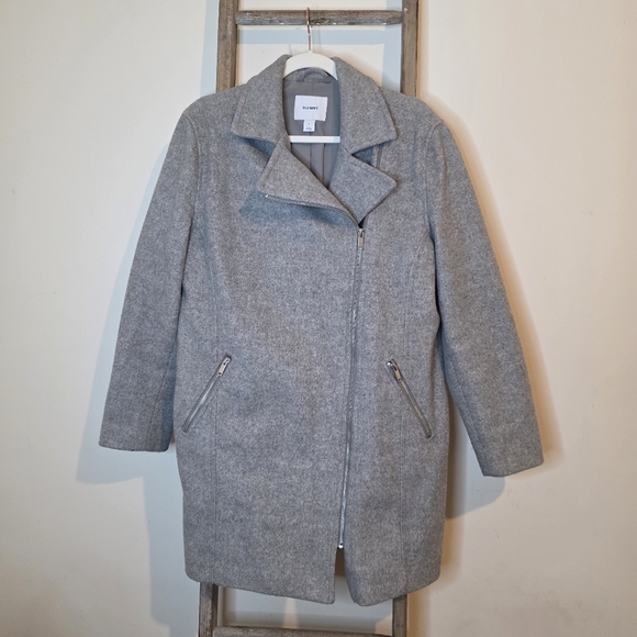 ⭐️40% Off⭐️ Old Navy Long Soft-Brushed Moto Coat in Heather Grey - Picture 5 of 12